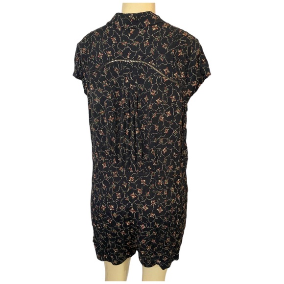 Free People Romper Women's Medium Debby Dot Black Floral Hippie Boho Cottage - Picture 7 of 9